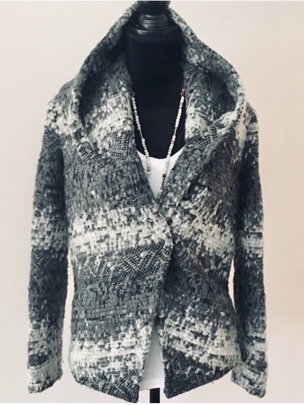 Rebecca Minkoff Black and Gray Hooded Knit Jacket, XS/S